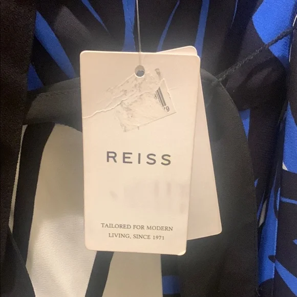 NWT Reiss Erin Blue Maxi Halter Tropical Print Sundress Resort Wear - Picture 9 of 12